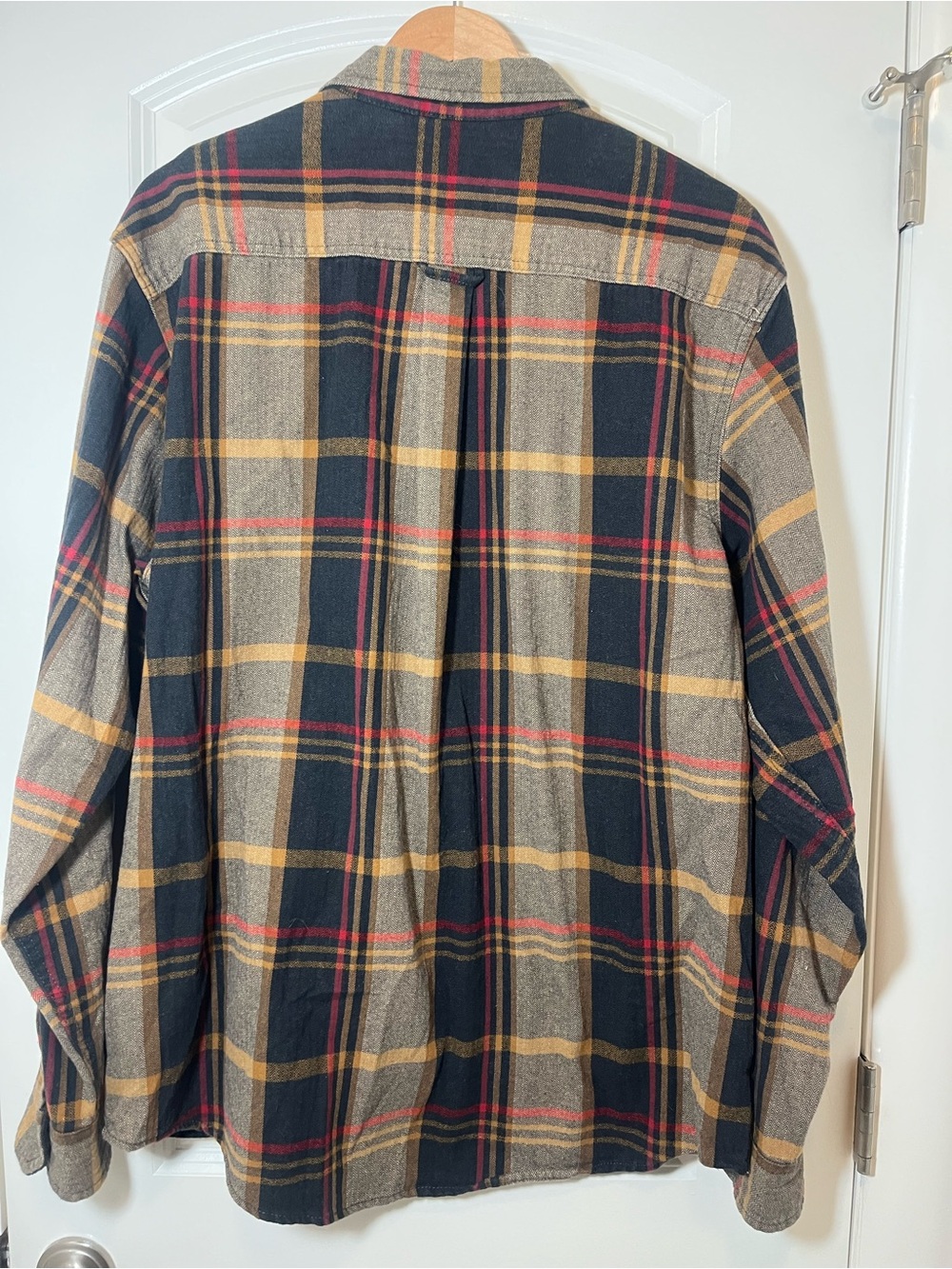 Orvis Herringbone & Plaid Flannel Shirt in Gray, Yellow & Red - Picture 4 of 4